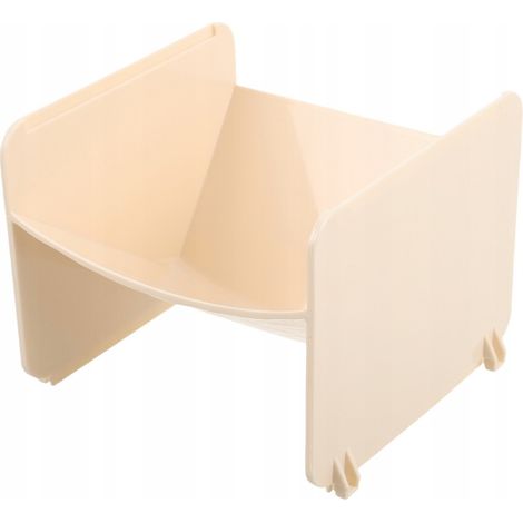 Mensola multifunzionale in plastica beige, adatta per bagni e ingressi.