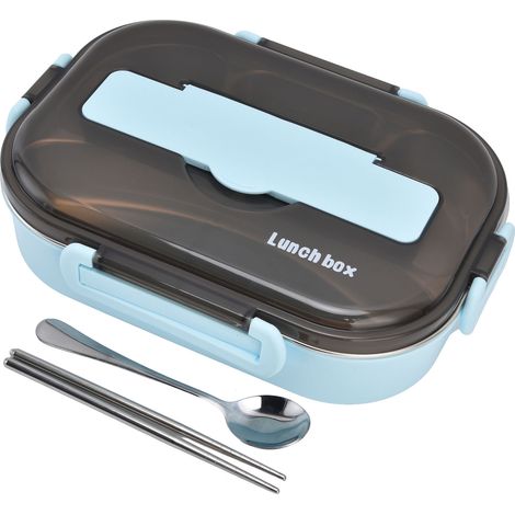 Boîte Repas Isotherme avec Plateau Amovible, Fonction Maintien au Chaud, Plastique Alimentaire Léger et Portable - Bleu (1/5)