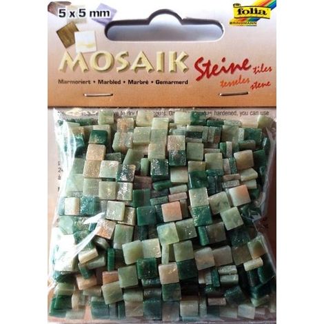 Guijarros de mármol para mosaico de 5x5 mm, color verde.