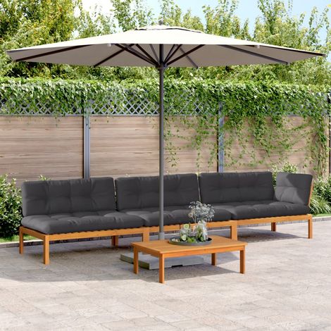 Salon palette de jardin avec coussins 4pcs bois d'acacia massif (1/5)
