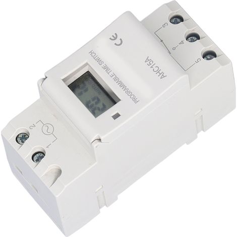 Minuterie numérique LCD hebdomadaire DIN pour rails, relais de commande, usage industriel, 220-240 V CA, AHC15A (1/5)