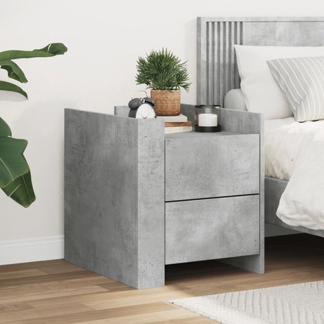Mesita de noche madera de ingeniería gris hormigón 45x50x50 cm vidaXL (1/5)