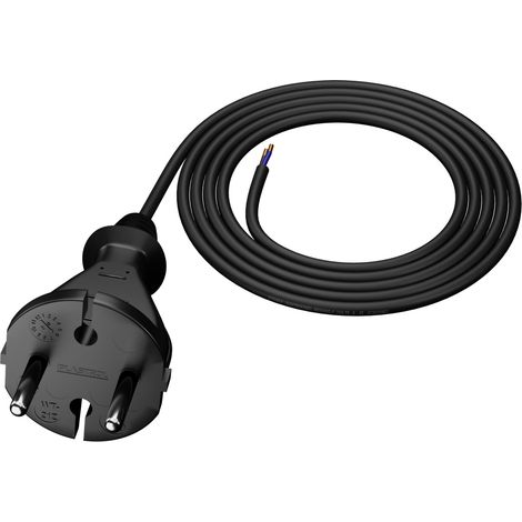 Cavo di collegamento da 2 m con spina dritta 2x1 mm² cavo di alimentazione nero (1/5)