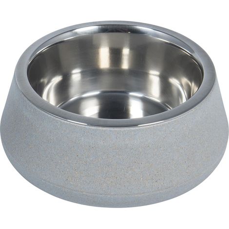 Gamelle en Bambou et Acier Inoxydable Antidérapante pour Animaux, Design Élégant, Facile à Nettoyer, Capacité 850ml, Ø17cm, Couleur Bleu, Modèle Bon Appetit