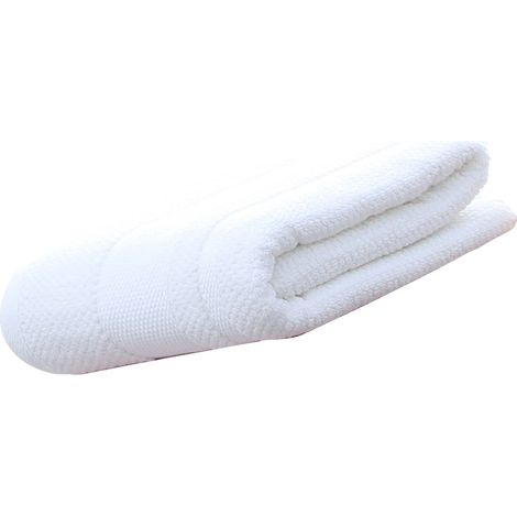 Reines Baumwoll-Badetuch, 70 x 140 cm, verstärkte Stärke 600 g/m², schnelltrocknend und hoch saugfähig, Strand- und Hotelhandtuch, 100 % Baumwolle, weiß mit glänzender Oberfläche