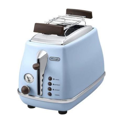 Grille Pain - Toaster Electrique Icona Vintage - DELONGHI CTOV 2103.AZ - 2 fentes - 6 positions - Bleu et Marron (1/3)