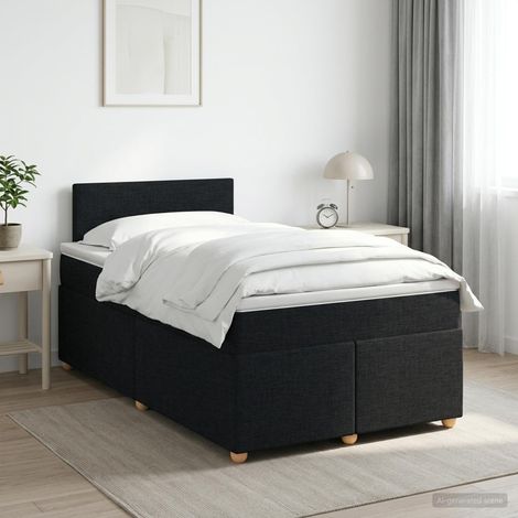 vidaXL Lit boxspring avec matelas Noir 120 x 200 cm Tissu (1/5)