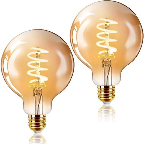 2er-Pack LED-Glühbirnen im Vintage-Retro-Stil (Edison), G125SP 6W E27, warmweiß 2200K, 2 Stück (1/5)