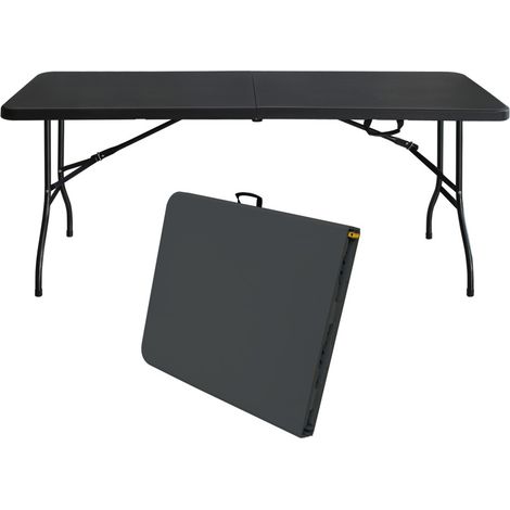 Ensemble table et chaise de jardin pliant-robuste-180cm-portable-multifonction-intérieur/extérieur-charge 135kg-Noir-180x73.6x73.6(cm) (1/5)