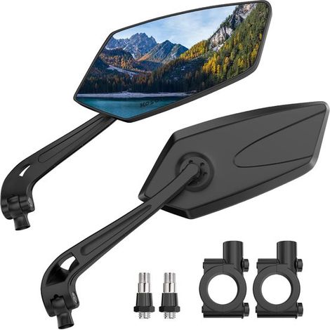 für 2 Lenker Fahrradspiegel, HD 360° verstellbarer und drehbarer Rückspiegel, Lenker Fahrradspiegelhalterung für Fahrräder mit einem Radstand von (1/4)