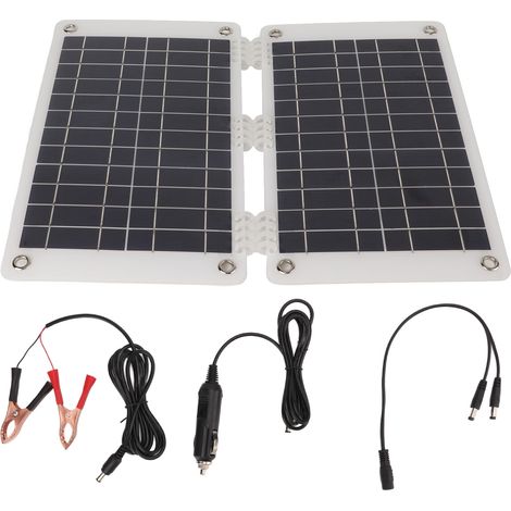 Panneau Solaire 15W 12V Chargeur Double USB Sortie Haute Conversion Polysilicium Batterie Externe avec Câble Chargeur Voiture (1/5)