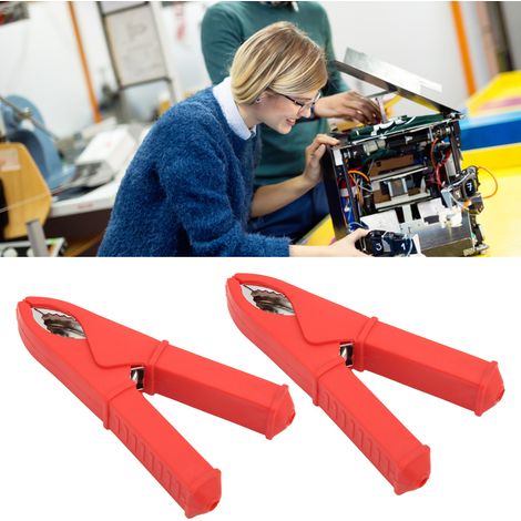 J.60052 Ganzkupfer-Prüfklemme 100 mm, Batterieprüfklemme, Krokodilklemme, Federklemme (2 Stück) zu verkaufen (rot) (1/5)