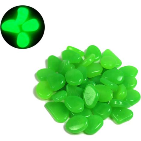 50 Pcs Galet Lumineux Cailloux Artificiels Pierres Décoratives dans la Nuit pour Jardin Extérieur Aquarium Passerelles Piscine Chemin Pelouse Cour,Vert, 50 pièces (1/5)