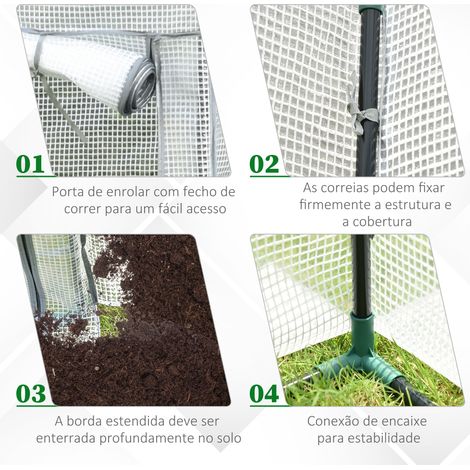 Serre tunnel hiver acier film filet PE, abri jardin porte, 100x50x150 cm blanc (1/4)