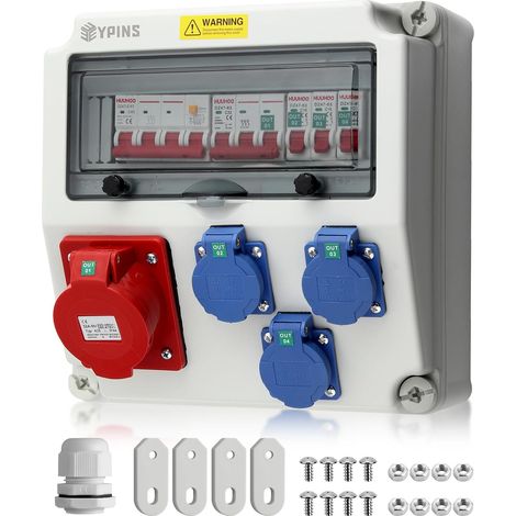 Coffret Électrique de Chantier 32A IP66 avec Différentiel 40A Coffret Électrique de Chantier 32A avec Interrupteur Différentiel 40A, Disjoncteur C32, Prises Schuko et CEE, IP66 (1/5)