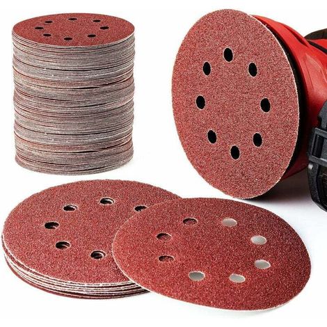 125mm 60 80 100 120 240 Disque abrasif rond feuille de polissage 8 trous rond (100cps) (1/5)