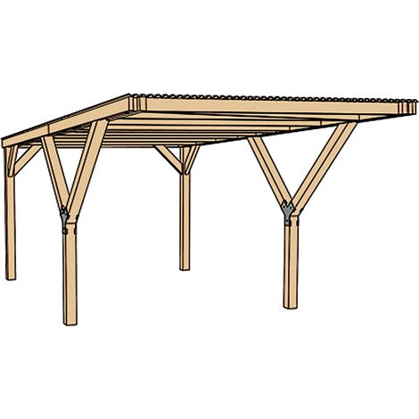 Y-Flachdach Carport ohne Dach 303 x 606