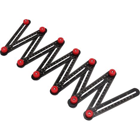 Règle de mesure multi-angles en alliage d'aluminium, outil de mesure universel pour la menuiserie, la brique, le carrelage, le bois, le verre et la pierre, en architecture et ingénierie (12 plis). (1/5)