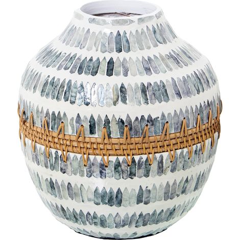 Vase de Table en Nacre et rotin 24 x 28 cm, Bouche 9 cm (1/3)