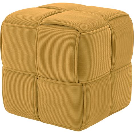 Sgabello imbottito in velluto a coste Forinta giallo (1/5)