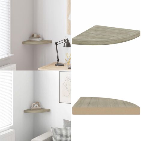 Eck-Schweberegal Eichen-Optik 35x35x3,8 cm MDF - Eckwandregal - Wandregal Schwebend - Holzdekor - Eichendekor - Regal Für Wohnraum - Home & Living (1/5)