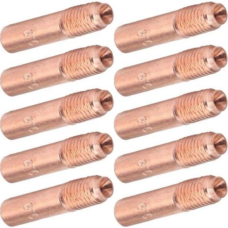 10 boquillas de soldadura MIG de 0,9 mm, puntas de contacto para soldadura MIG, kit de boquillas conductoras de cobre para soldadura industrial.