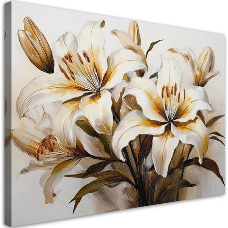 Tableau déco Lys Fleur Blanche en Sépia 90x60 (1/5)