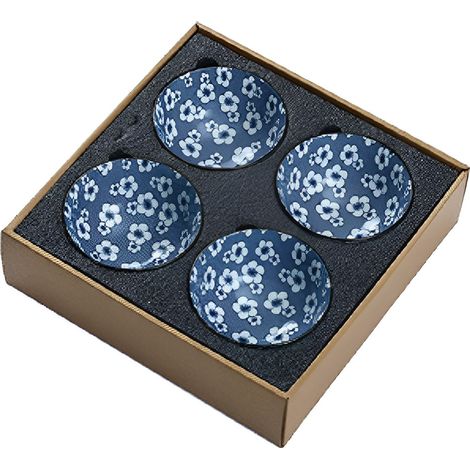 6 bols en céramique, bols à riz japonais, épais et résistants, compatibles micro-ondes four lave-vaisselle, motifs variés (1/5)