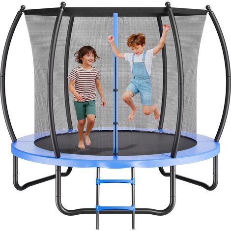 VEVOR Outdoor Trampolin Bodentrampolin 244 x 244 cm mit Sicherheitsnetz & verdickter Polsterung, ASTM-geprüft, Hochleistungstrampolin, max. 120 kg belastbares Gartentrampolin für Kinder (1/5)