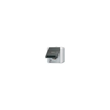 Jung Presa SCHUKO®, 16 A 250 V , SAFETY+, con campo di scrittura, verticale, IP 44, WG 800, antracite 820 KINAW