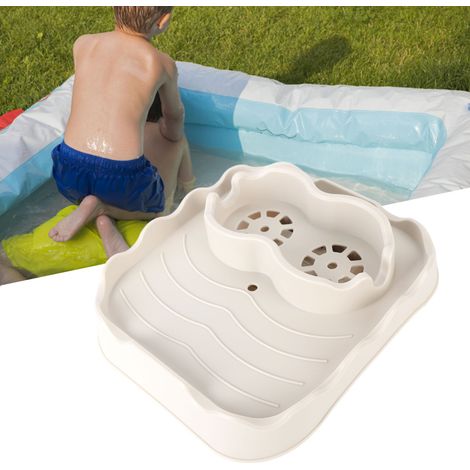Bandeja multifuncional antideslizante con clip y desagüe para jacuzzis y piscinas, color beige. (1/5)