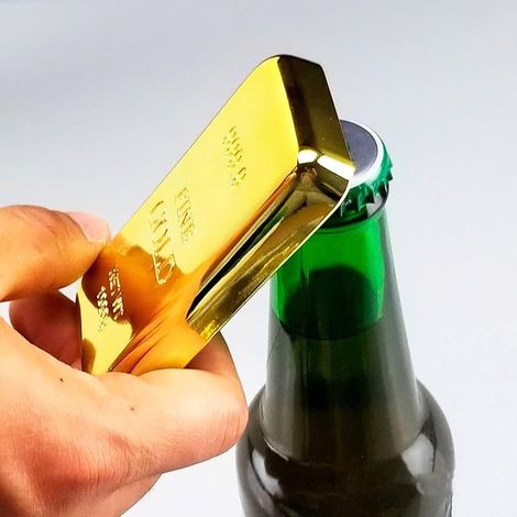 Ouvre-bouteille Lingot dor Décapsuleur à Ailettes Creative, portable Ouvre-boîtes Aimant Golden Bullion Bar Outils Cuisine accessoires Cadeau Unique Creative cadeau pour Bière Soda Cap (1/5)