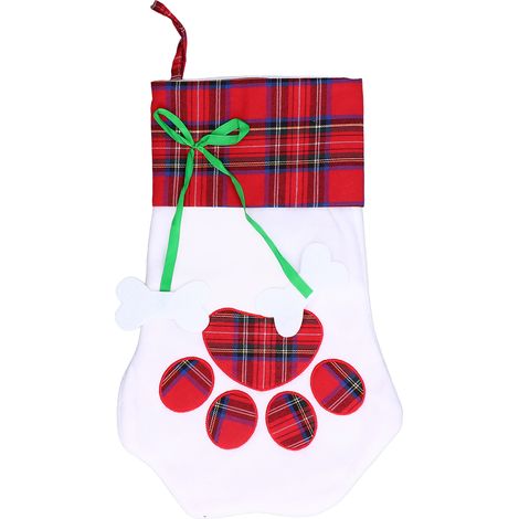 Lot de 2 chaussettes de Noël rouges à motifs arbre de Noël, accrochables, idéales pour décoration de sapin et cadeaux. (1/5)
