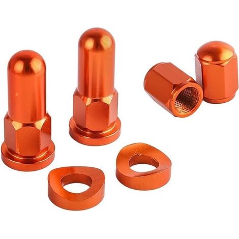 Kit de fixation de tige de valve de pneu tout-terrain – Écrou de verrouillage et entretoise pour sécurité de jante de moto (orange) (1/4)