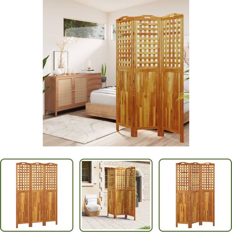 Bois d'acacia -  Cloison de séparation 3 panneaux 121,5x2x180 cm Bois d'acacia (1/5)