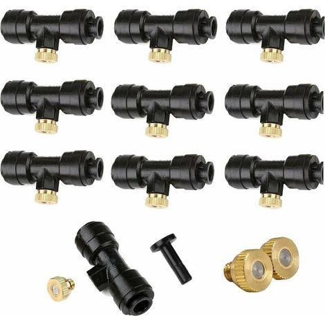 Kit de buses de pulvérisation verrouillables 1/4'', 12x buses de pulvérisation en laiton 0,3mm 10/24 UNC + 10x té de buse + 1x capuchon (1/5)