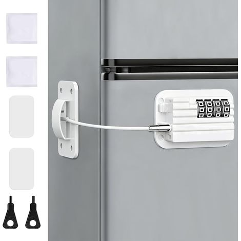 1Pc Serrure de Réfrigérateur, Verrou de Réfrigérateur Sans Perçage, Serrure de Porte de Réfrigérateurs Auto-adhésif, Verrou Sécurité Enfant, Sécurité Bébé Maison pour Placard,Armoire,Tiroir (1/5)