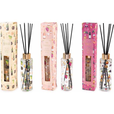 Profumatori ambiente con stick in confezione regalo stampa vino, set da 3 pezzi, Ø4,5cmx15H (con stick26)