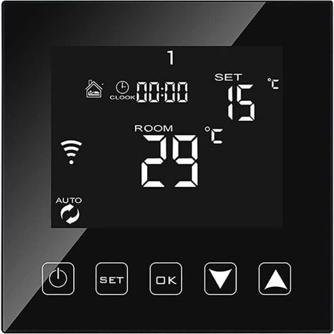 GABRIELLE Intelligent Thermostat WiFi Connecté pour Chaudiere gaz/Eau 3A Filaire Alexa/Google Home/Tuya Smart Life APP Compatible, Thermostats d'ambiance Programmable Chaudière Murale Noir