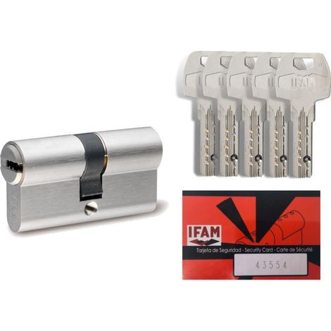 Ifam – Cylindre de serrure haute sécurité 30x30 mm – Fonction débrayable – 6 goupilles anti-crochetage – 5 clés réversibles