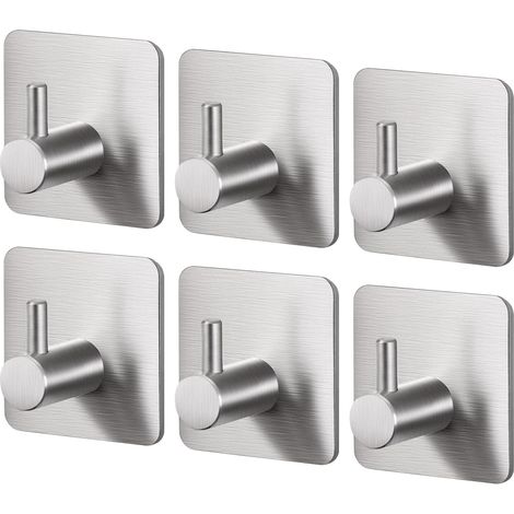 Selbstklebende Handtuchhaken, Edelstahl 304 – 6 Haken, Bürste (1/4)