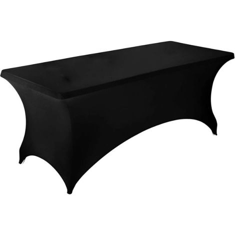 Lntyq Nappe de Table Extensible [6 Pieds, 183 cm] Couverture de Table en Polyester et Spandex - Lavable en Machine et Infroissable (Noir)