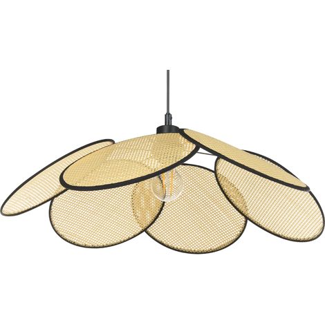 Lámpara colgante lámpara de techo metal hierro papel sala de estar boho estilo tradicional natural y negro Meroo