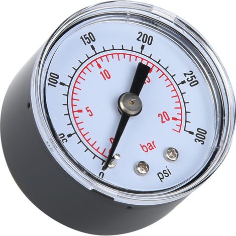 Mechanisches Manometer für Luft, Öl und Wasser, 1/8 Zoll BSPT-Rückanschluss (0-300 psi 0-20 bar) (1/5)