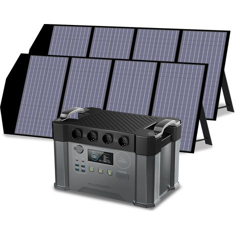 ALLPOWERS S2000 Pro Tragbares Powerstation 1451Wh 2400W (4000W Spitzenwert) AKKU MPPT Solargenerator Mobiler Stromspeicher mit 2Pcs 140W Faltbares Solarpanel für Wohnmobil, Reisen, Camping, Stromausfä