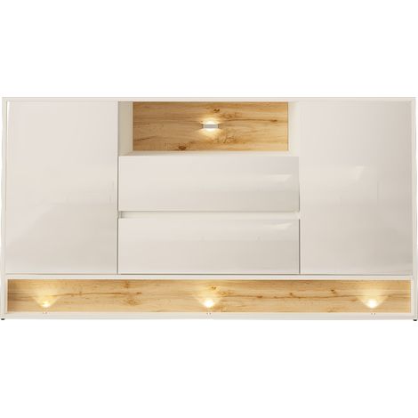 Kommode VISIONARY 160 cm weiß glänzend / eiche wotan