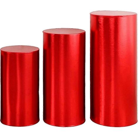 Lot de 3 manchons décoratifs pour socles cylindriques de fête, présentoirs, piliers, bases à desserts, etc. - Idéal pour les fêtes d'anniversaire, les mariages et autres événements. JikaixRed