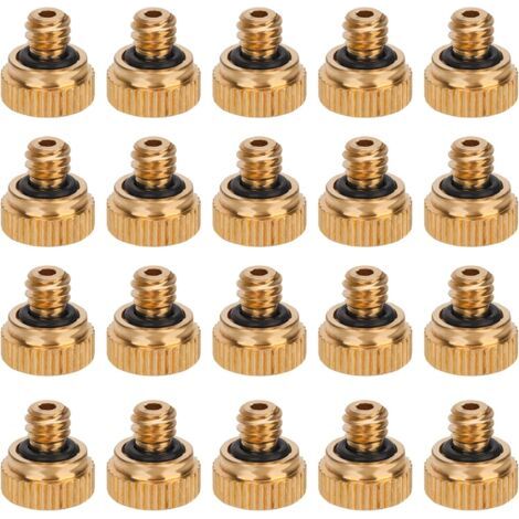 Sollbry 20pcs Buses de Brumisation en Laiton, Buses de Brumisation Filetées pour Tube 1/4 Système de Refroidissement Extérieur Humidification de l'Aménagement Paysager de Serre (1/5)