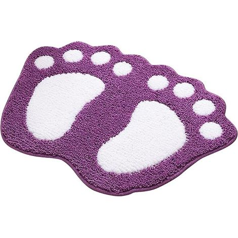 Tapis de bain absorbant antidérapant, design bigfoot, polyester, violet, 40 x 60 cm