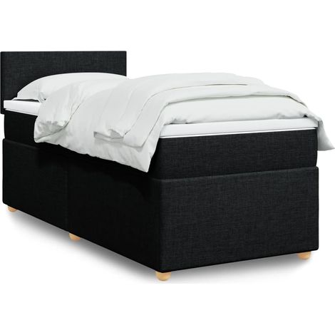Cama box spring individual con colchón tela negro
